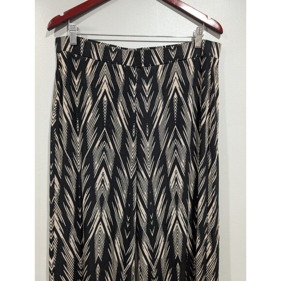 Chico's Travelers Pants Size 2 (L) Black and Tan Patterned Wide-Leg Pants Boho - Picture 8 of 16